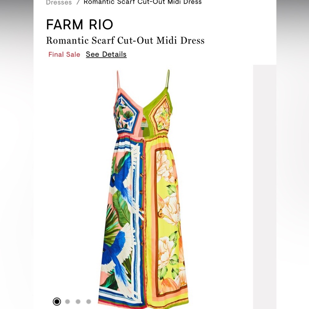 Farm Rio Romantic Scarf Cut Out Dress. New!